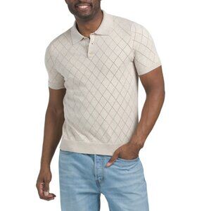 THOMAS STERLING Sand Collared Pointelle Polo